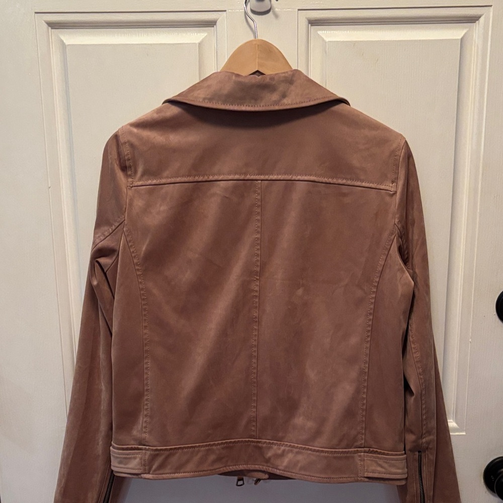 Ladies Faux Suede LOFT Mauve Moto Jacket size Medium - Picture 5 of 7